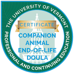 University of Vermont Companion Animal End-of-Life Doula certificate badge