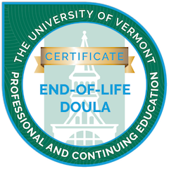 University of Vermont End-of-Life Doula certificate badge