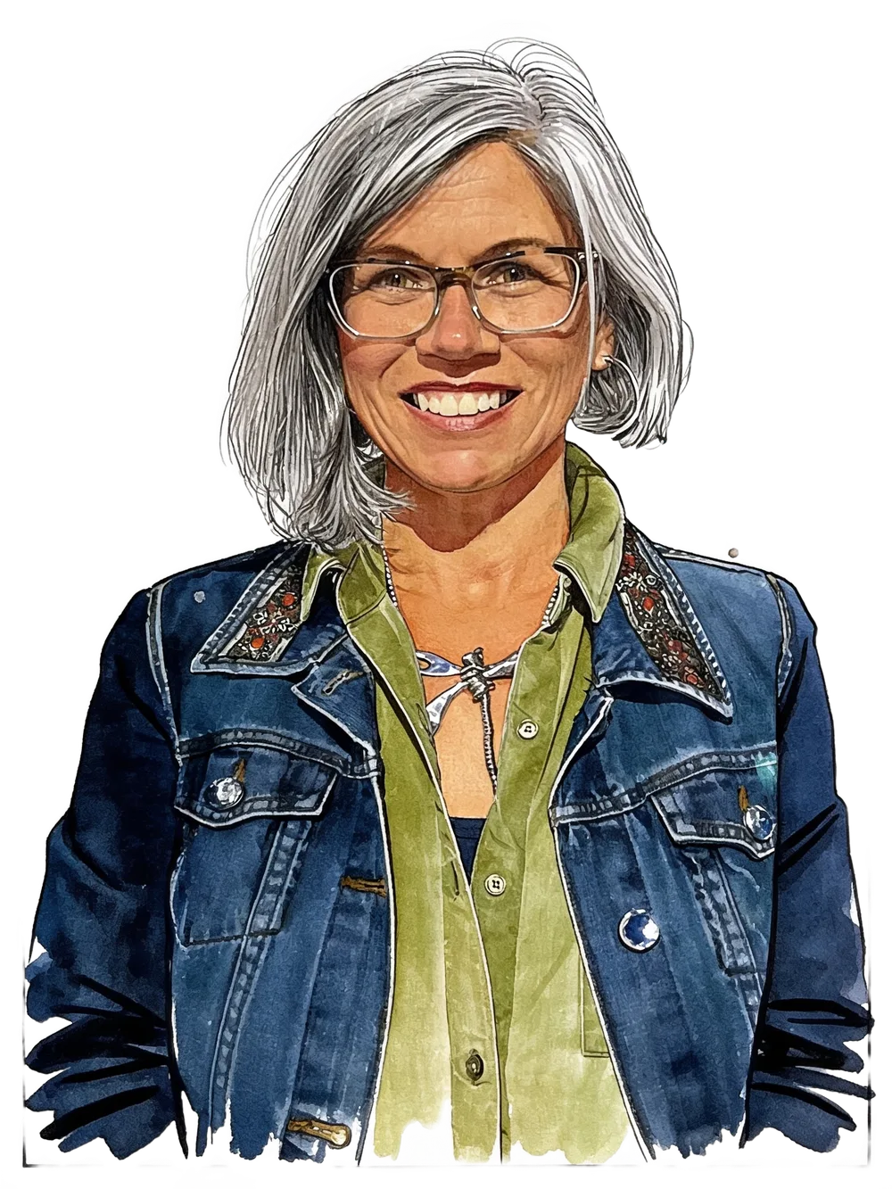 Watercolor portrait of Laura Dusha Nelson